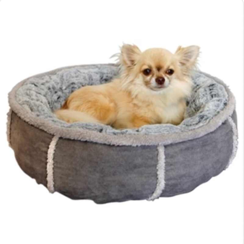 Haustierkorb Plüsch-Donut Grau 51X51X13 CM